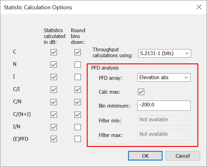 Statistics Calculation Options