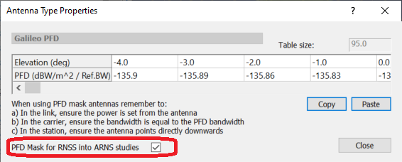 PFD mask defined at the ARNS height